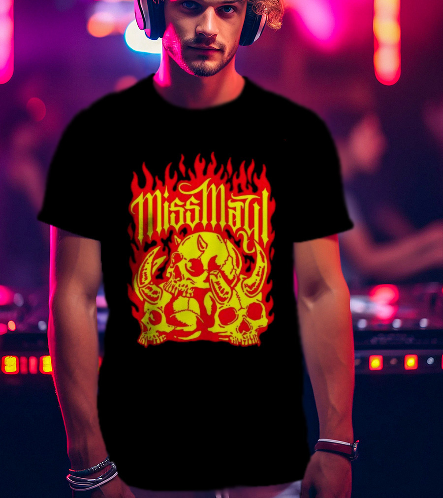 Miss May I Flaming Skulls Fire Metalcore Band T-Shirt