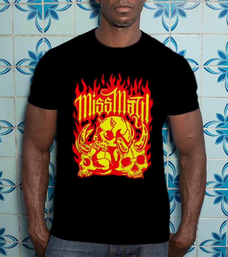 Miss May I Flaming Skulls Fire Metalcore Band T-Shirt