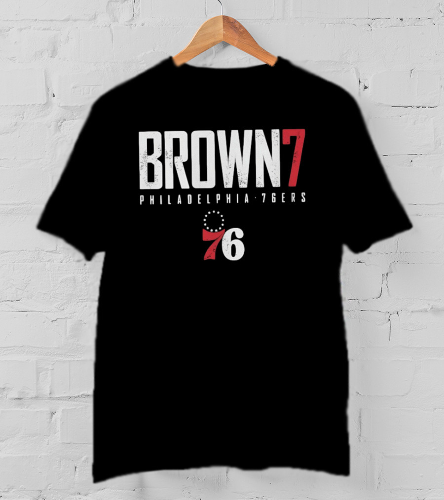 BROWN 7 Philadelphia 76ers 76 Basketball T-Shirt