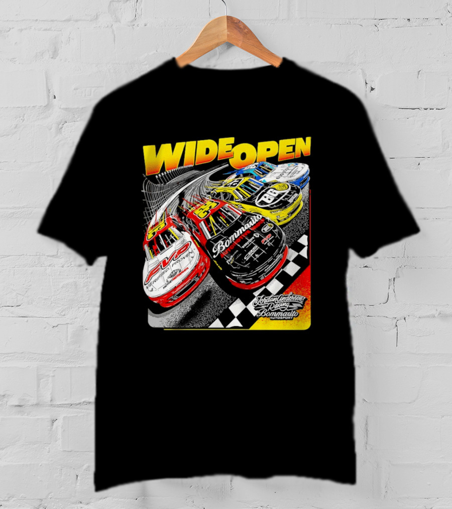 Wide Open Jordan Anderson Racing Bommarito Autosport Race Cars Checkered Track T-Shirt