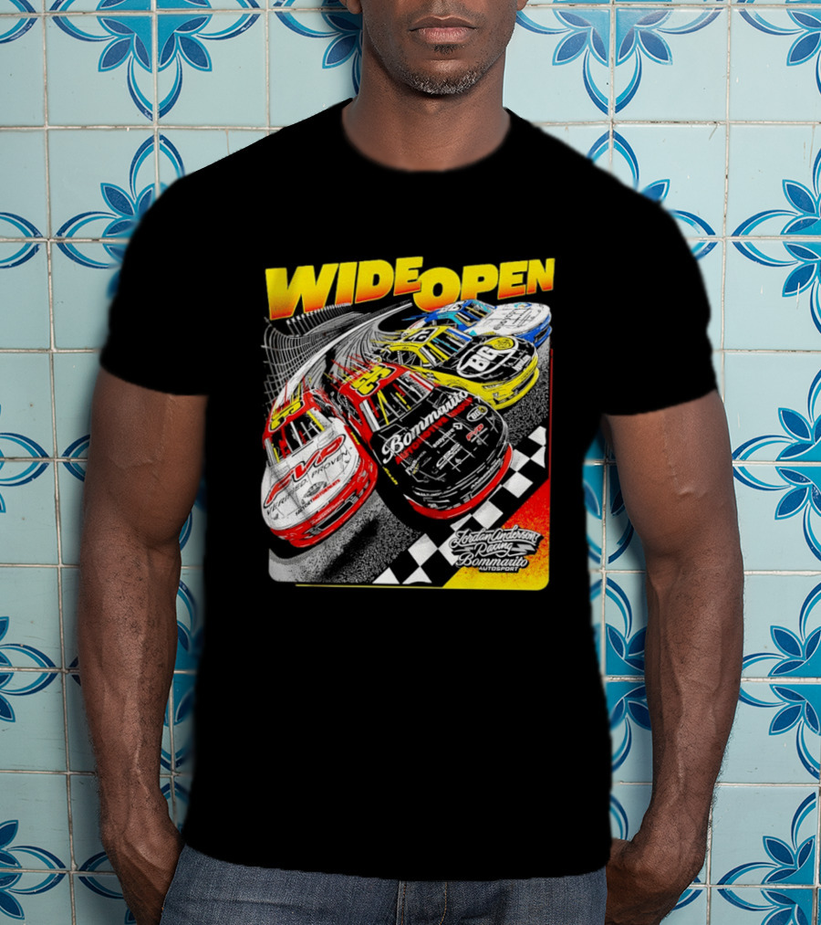 Wide Open Jordan Anderson Racing Bommarito Autosport Race Cars Checkered Track T-Shirt