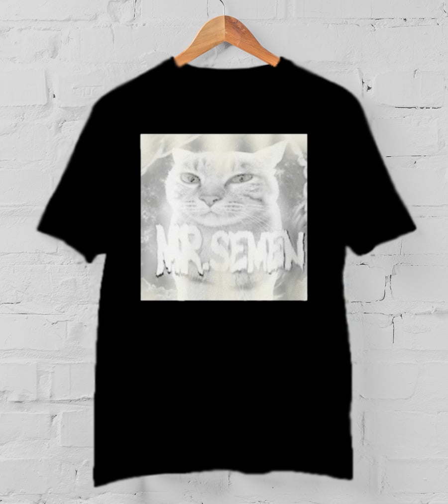 Mr Semen Cat Feline Fantasy Bold White T-Shirt