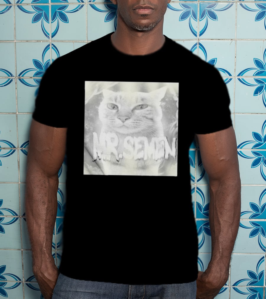 Mr Semen Cat Feline Fantasy Bold White T-Shirt