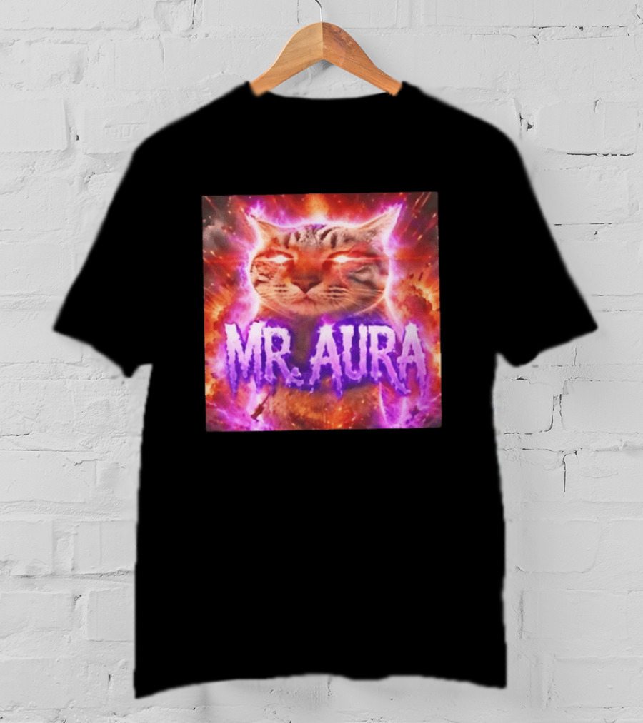 Mr. Aura Cat Fiery Cosmic Internet Culture Phenomenon T-Shirt