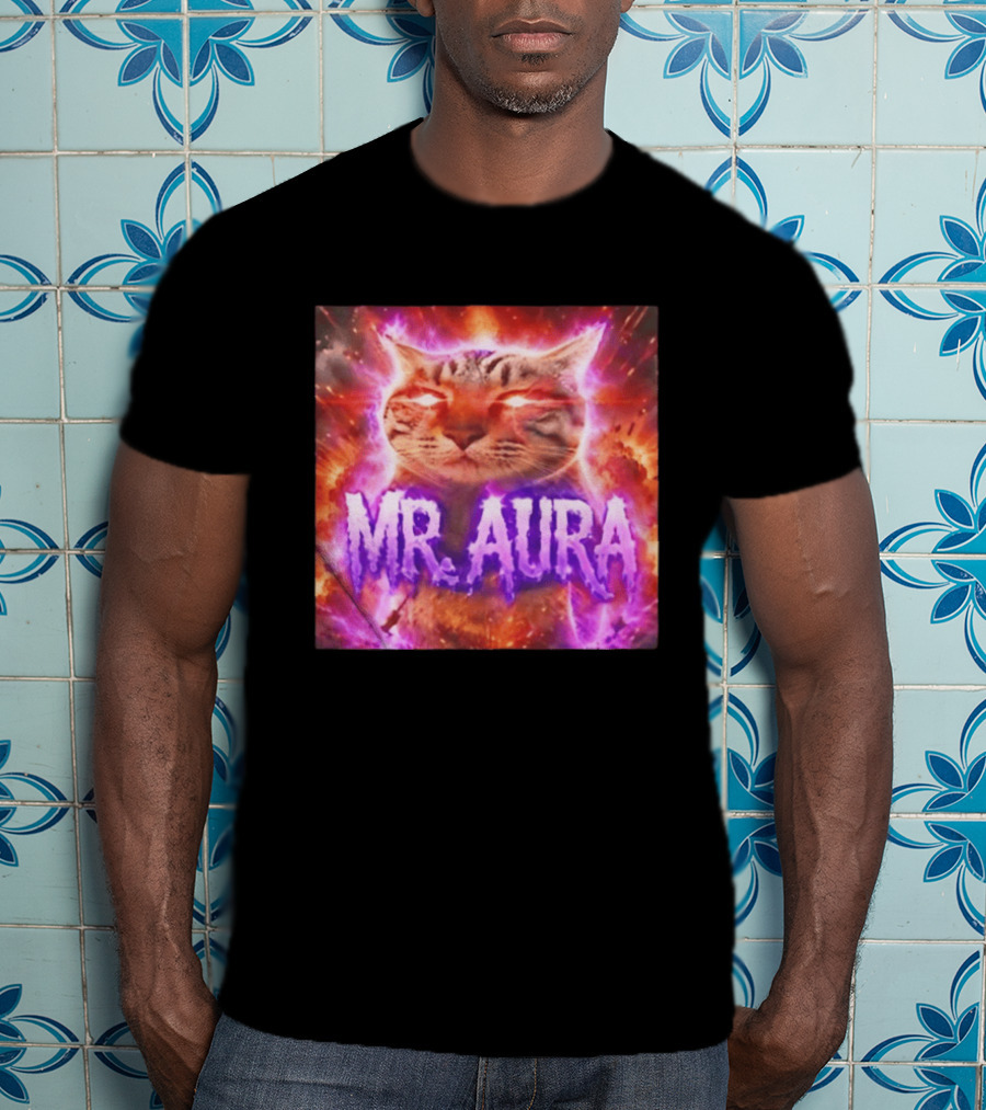 Mr. Aura Cat Fiery Cosmic Internet Culture Phenomenon T-Shirt