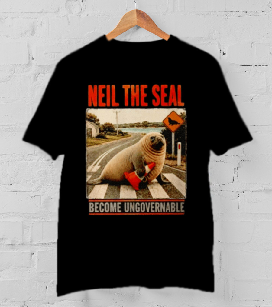 Neil The Seal Become Ungovernable Traffic Cone Road Crossing T-Shirt