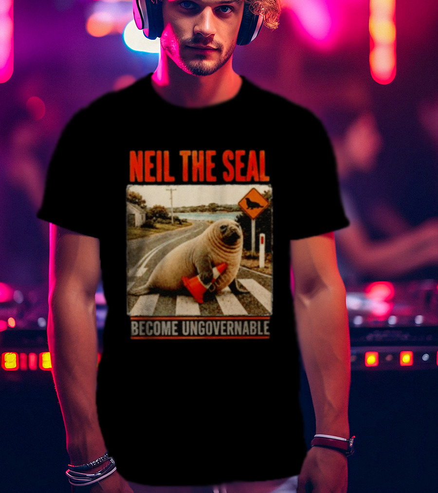 Neil The Seal Become Ungovernable Traffic Cone Road Crossing T-Shirt