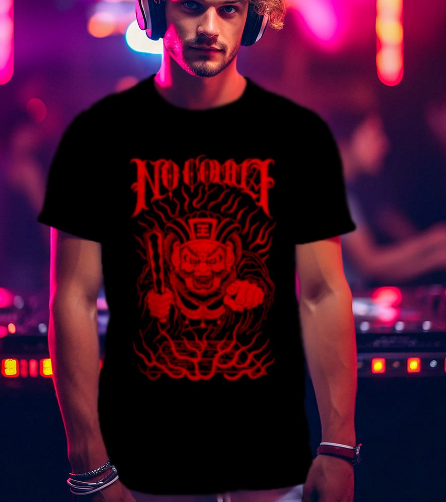 No Comma Demon Warrior Red Streetwear Tiger Mask Samurai T-Shirt