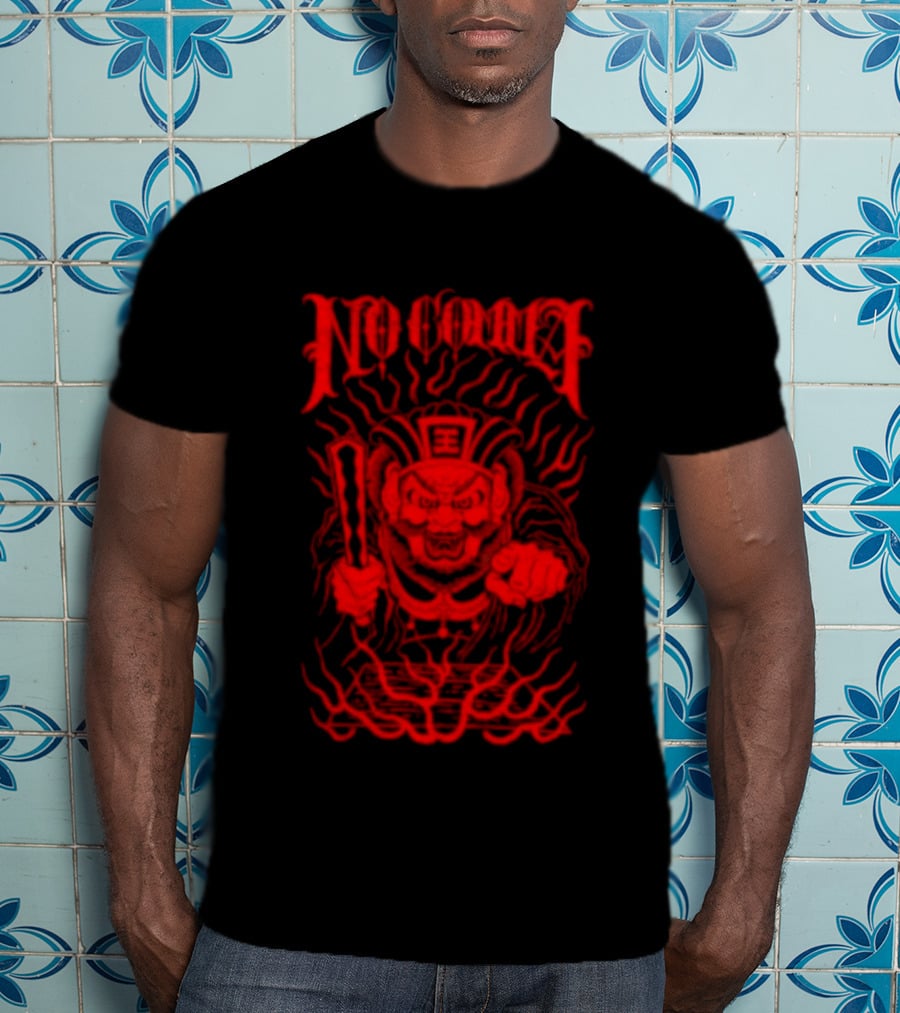 No Comma Demon Warrior Red Streetwear Tiger Mask Samurai T-Shirt