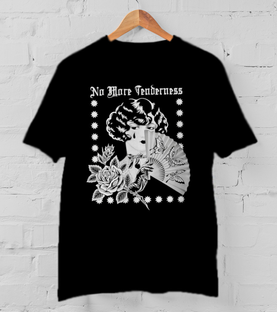 No More Tenderness Gothic Deco Rose Face Fan Butterfly T-Shirt