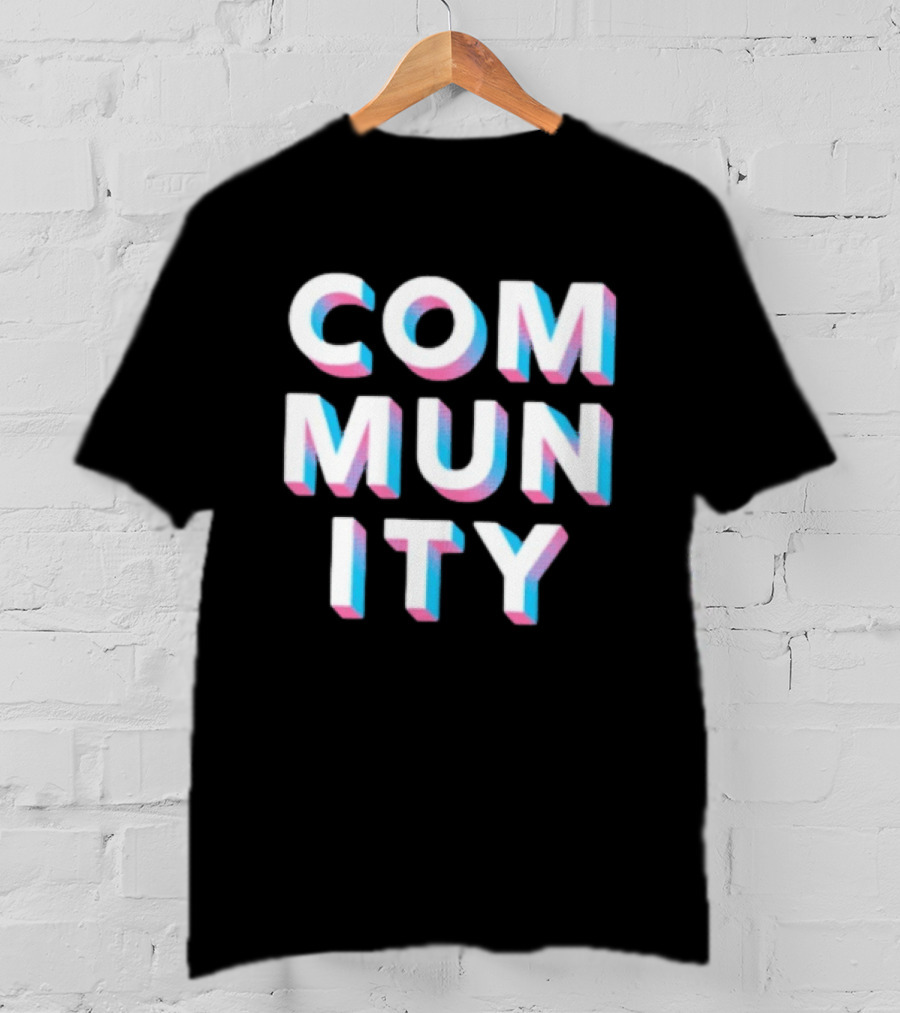 Community Colorful 3D Text Block T-Shirt