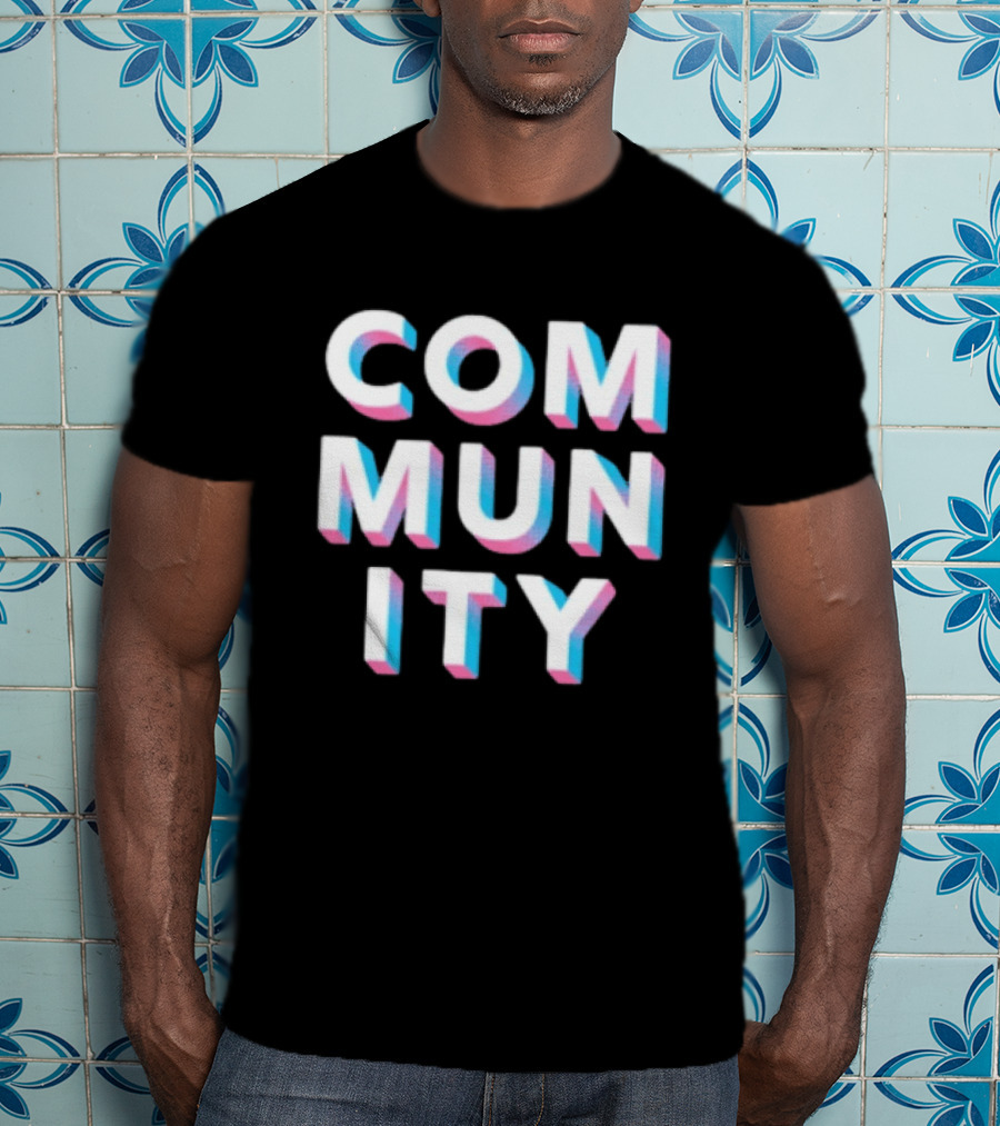 Community Colorful 3D Text Block T-Shirt