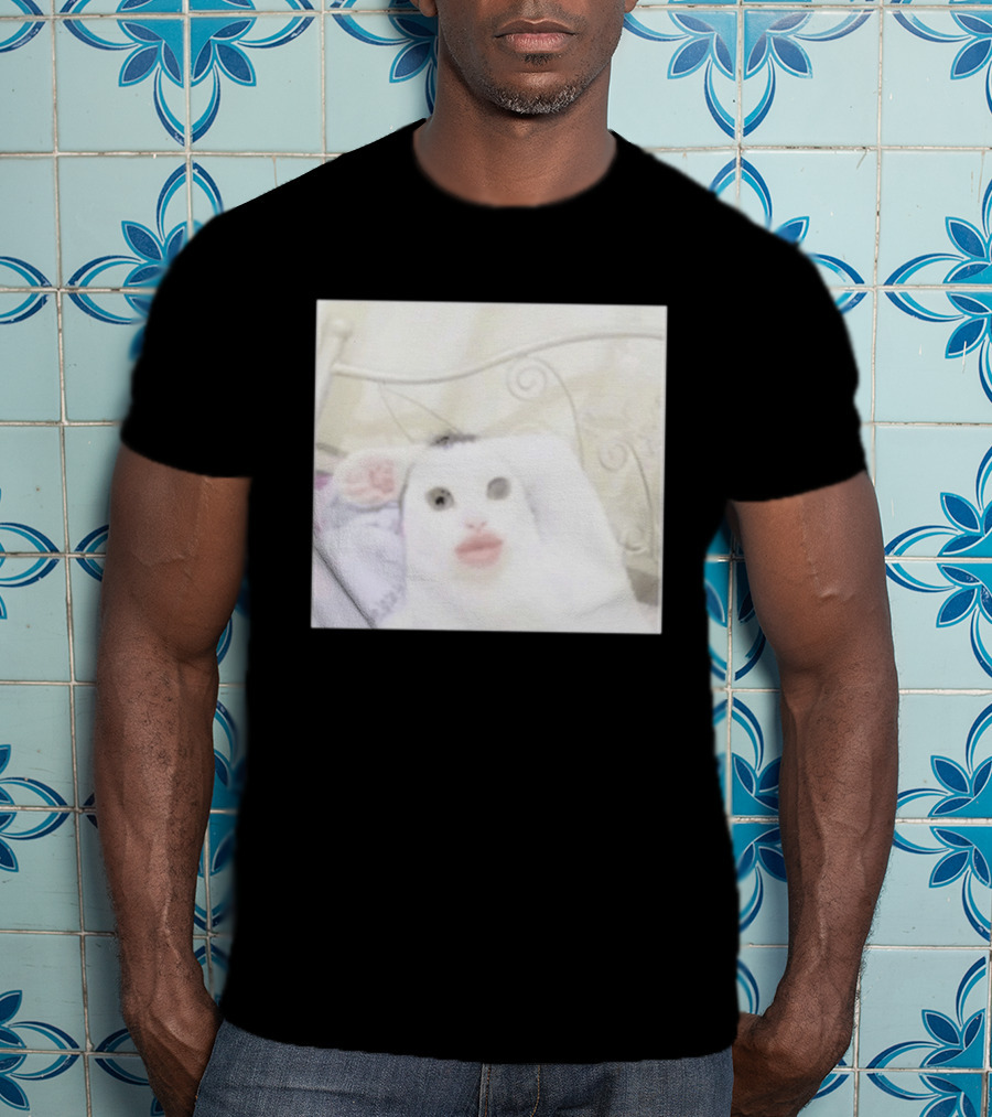 Cursed Cat Meme Funny Distorted Face Filter Selfie T-Shirt