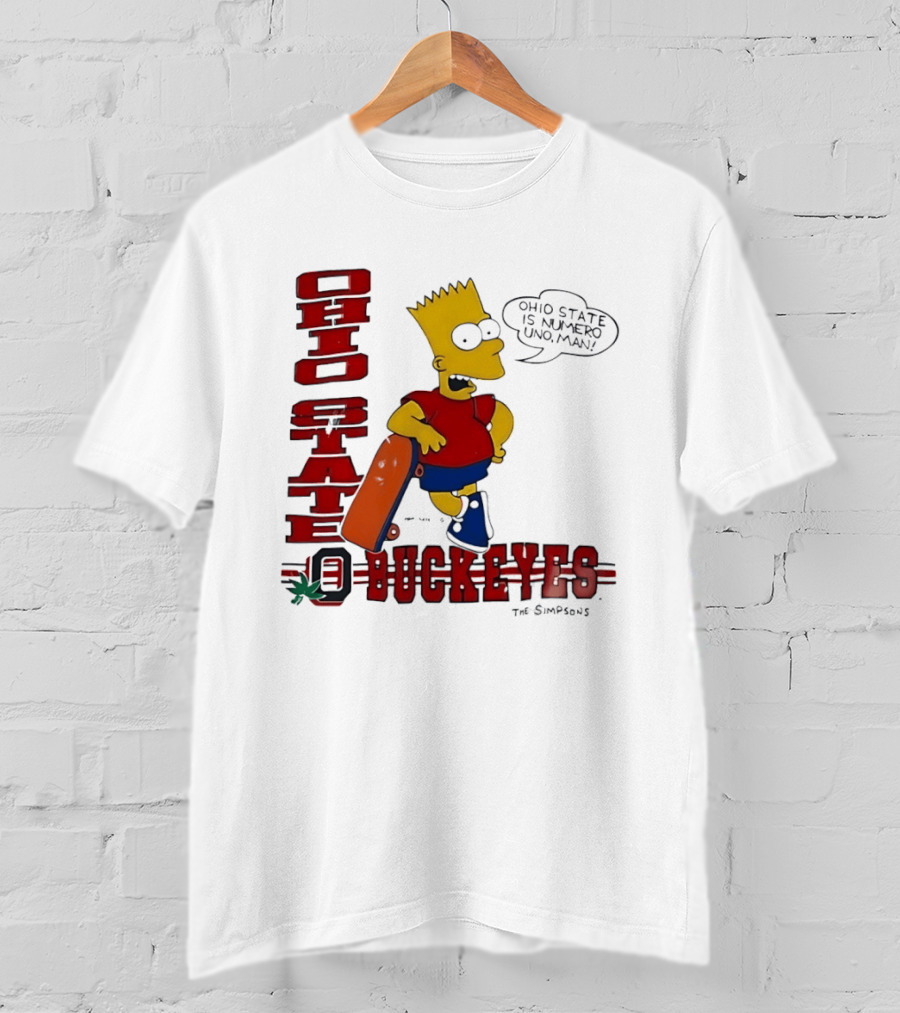 Ohio State Buckeyes Bart Simpson Numero Uno Man Skateboard T-Shirt