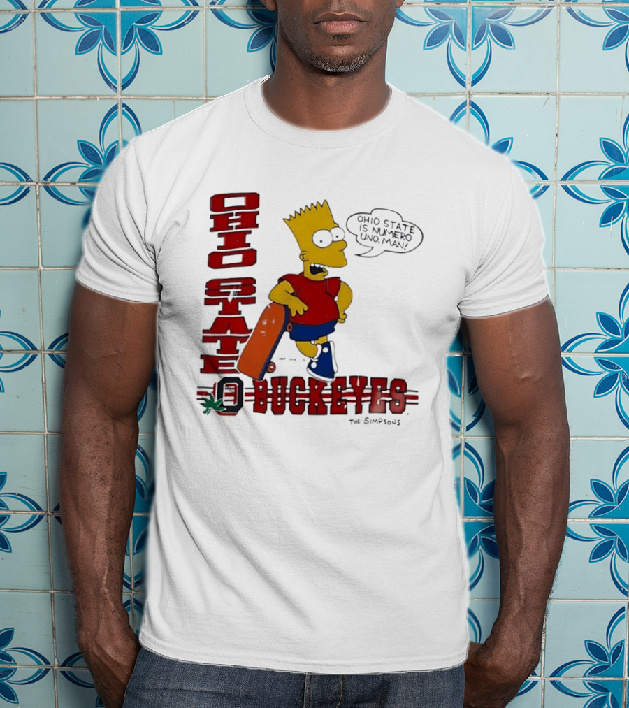 Ohio State Buckeyes Bart Simpson Numero Uno Man Skateboard T-Shirt