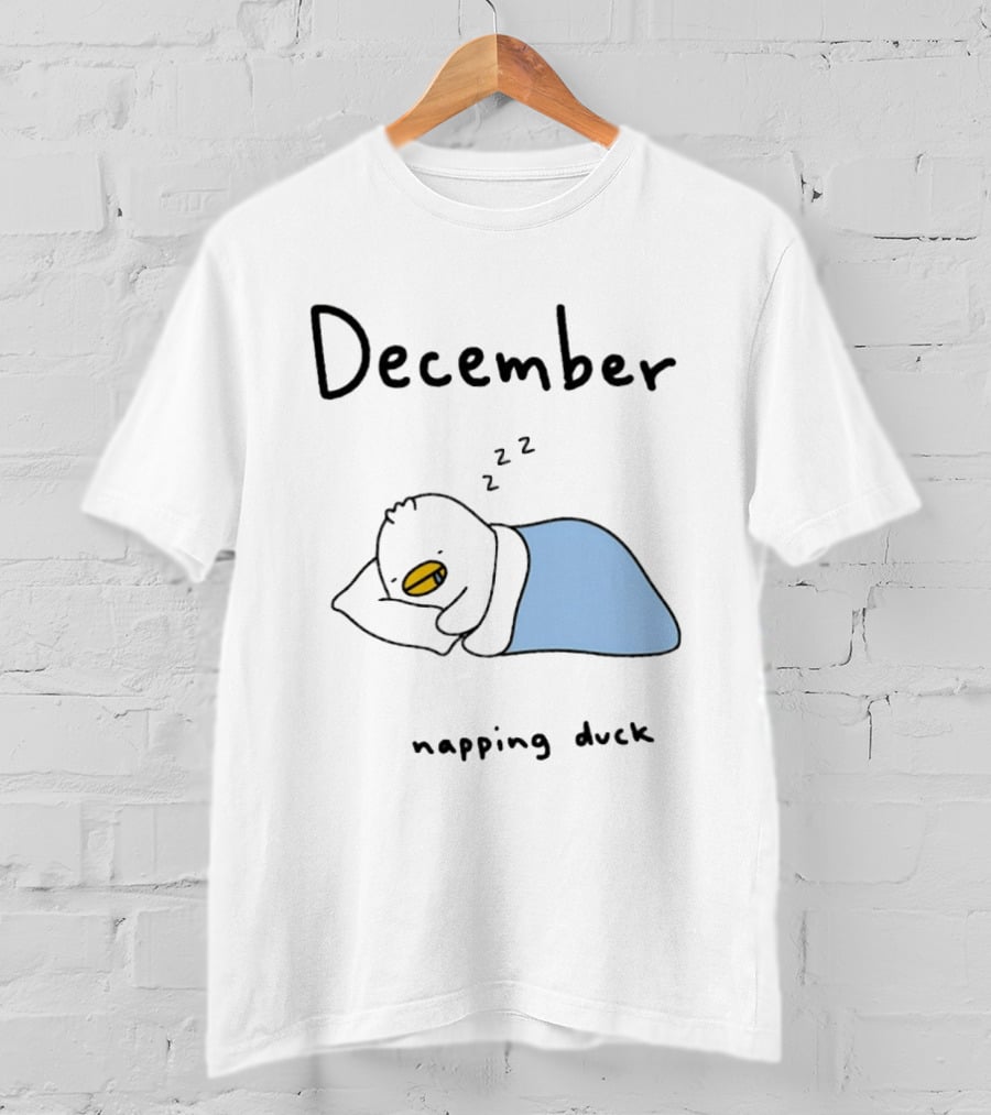 December Cozy Napping Duck Winter Month T-Shirt