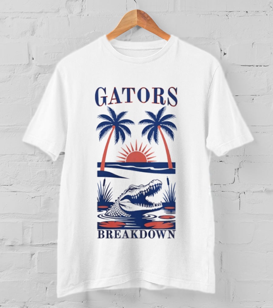 Florida Gators Tropical Sunset Alligator Breakdown Palms T-Shirt