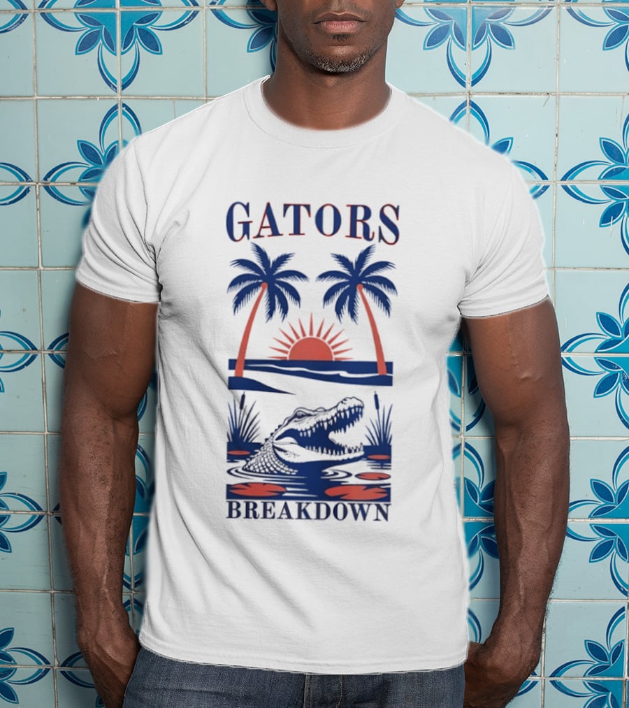 Florida Gators Tropical Sunset Alligator Breakdown Palms T-Shirt