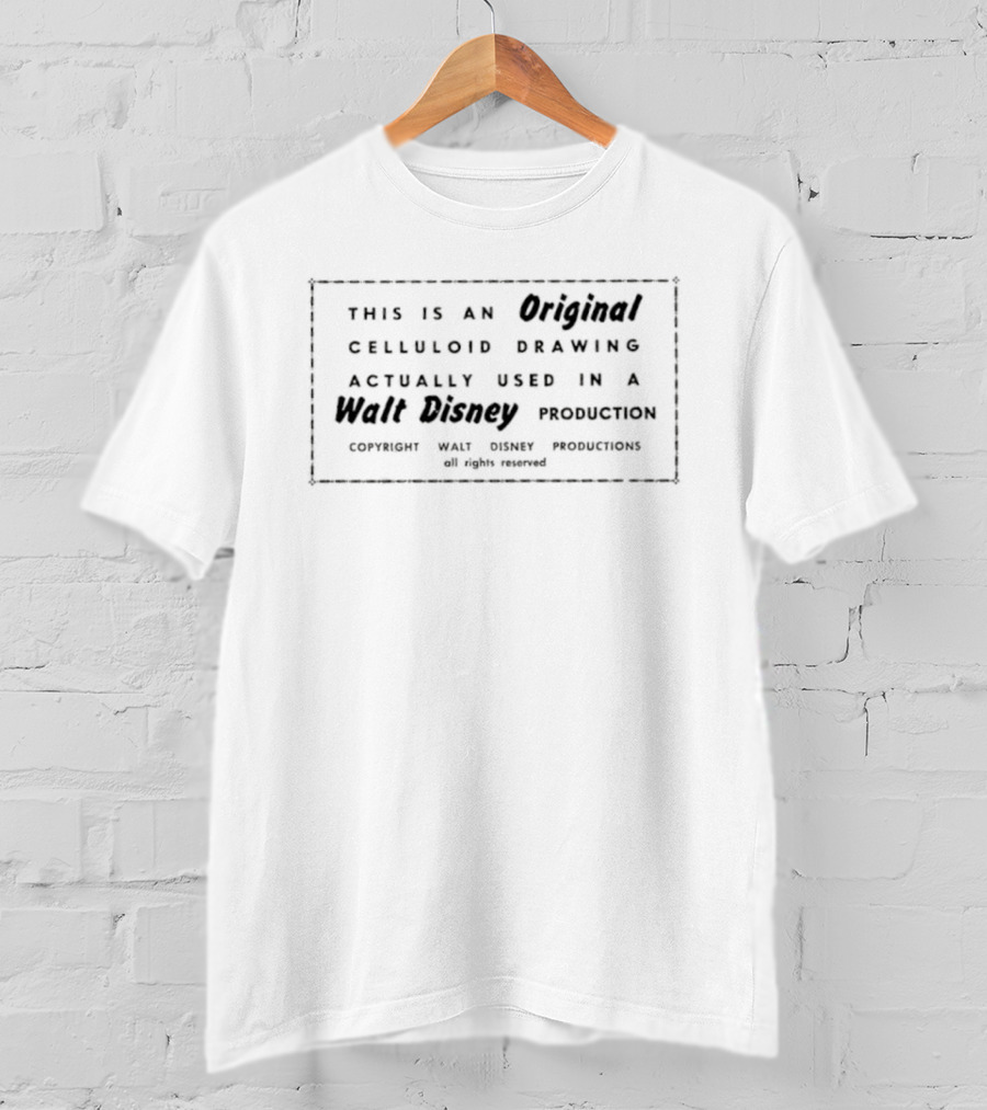 Original Celluloid Drawing Walt Disney Production Vintage Authenticity T-Shirt