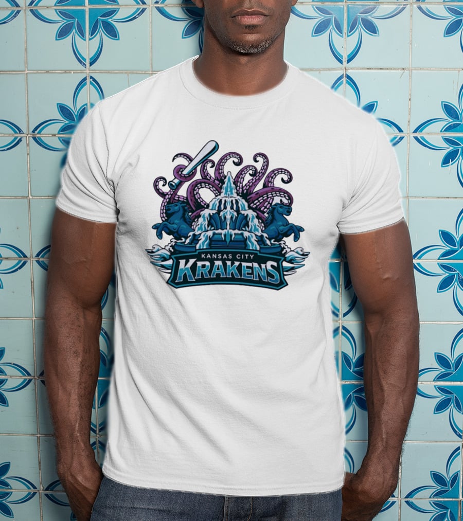 Kansas City Krakens Fountain Octopus Horses Sports Team T-Shirt