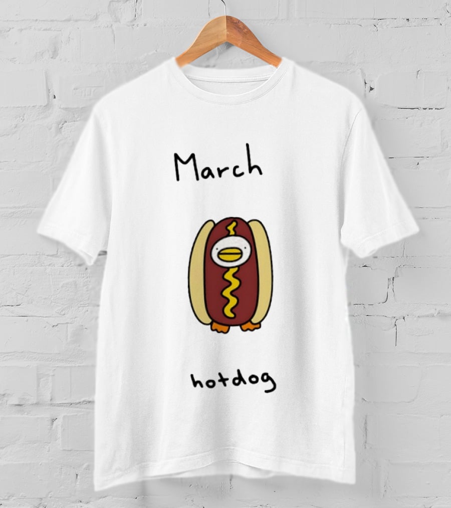 March Hotdog Cartoon Character With Food Animal T-Shirt