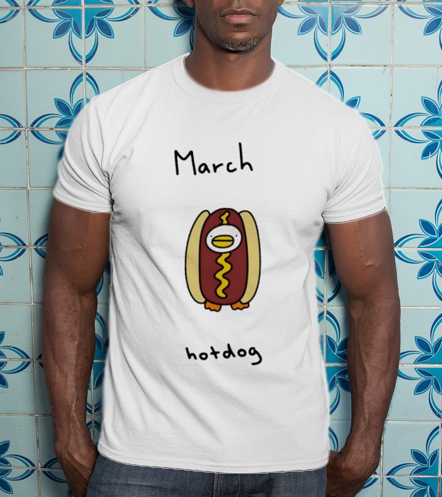 March Hotdog Cartoon Character With Food Animal T-Shirt