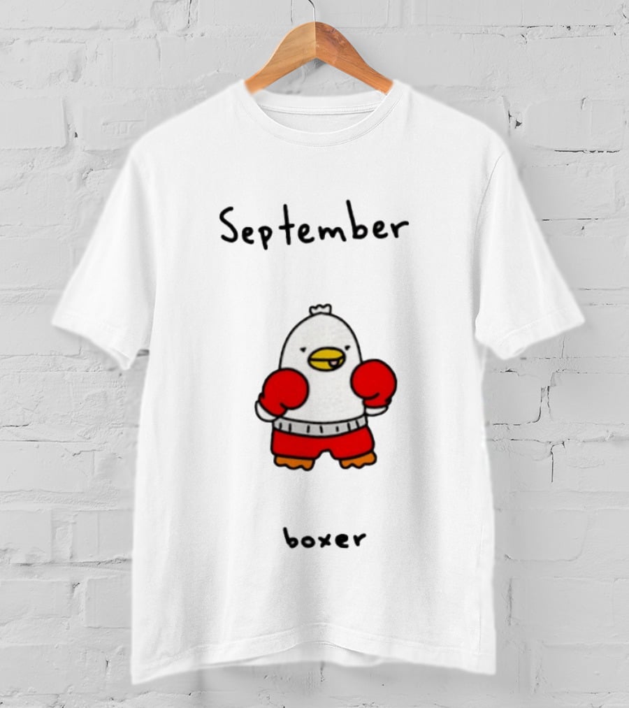 September Boxer Duck Boxing Red Gloves Whimsical Bird T-Shirt
