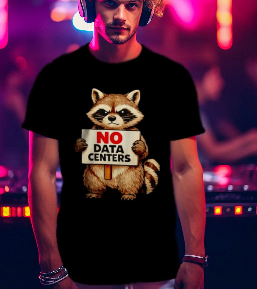 Raccoon Holding No Data Centers Sign Anti Tech Message T-Shirt