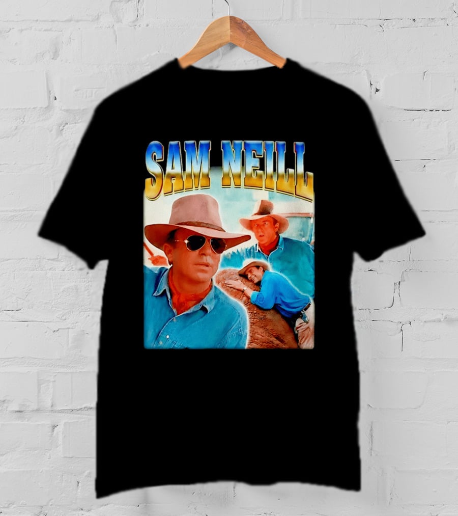 Sam Neill Vintage Style Cowboy Collage T-Shirt