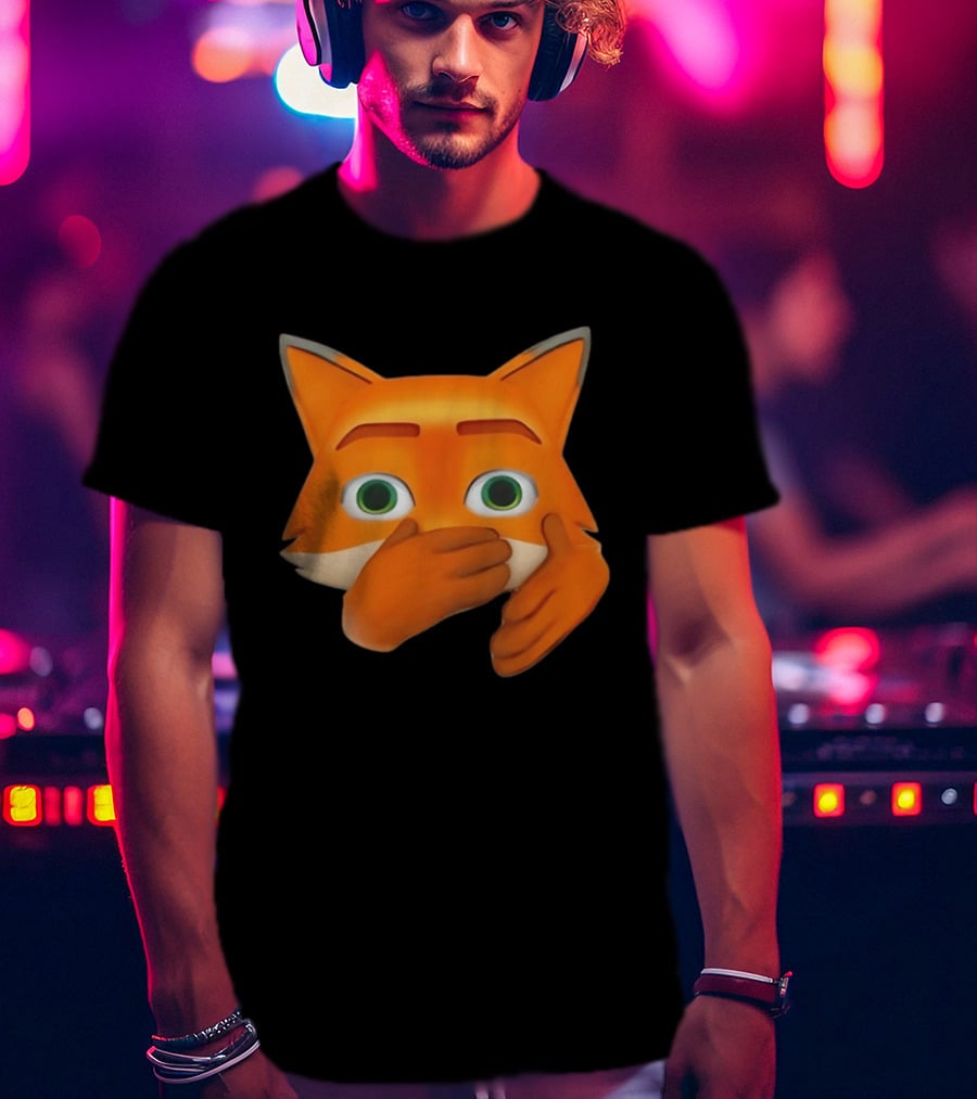 Scuba Fox Emoji Animal Covering Mouth Diving T-Shirt