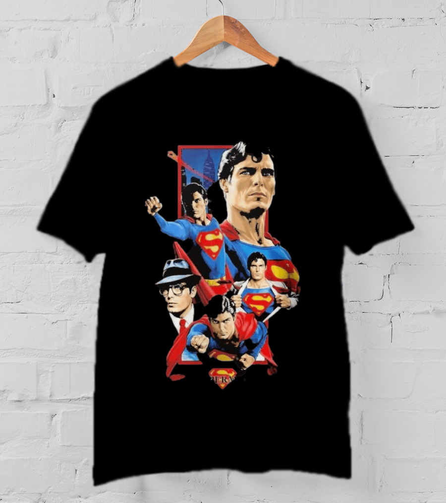 Superman Christopher Reeve Richard Donner Vintage Comic Collage T-Shirt