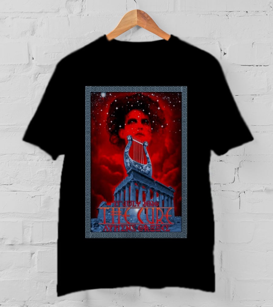 The Cure Athens Greece July 15 2026 Concert Parthenon Lyre Stars T-Shirt