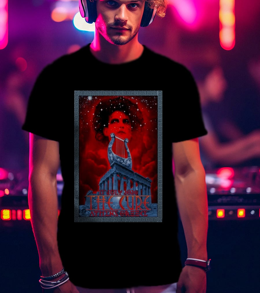 The Cure Athens Greece July 15 2026 Concert Parthenon Lyre Stars T-Shirt