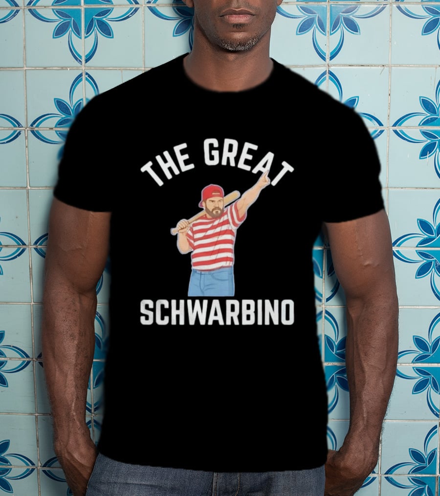 The Great Schwarbino Kyle Schwarber Philadelphia Phillies Striped Baseball T-Shirt