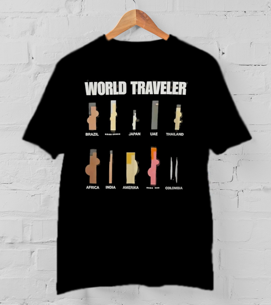 World Traveler Icons Brazil Japan UAE Thailand Africa India America Mexico Colombia T-Shirt