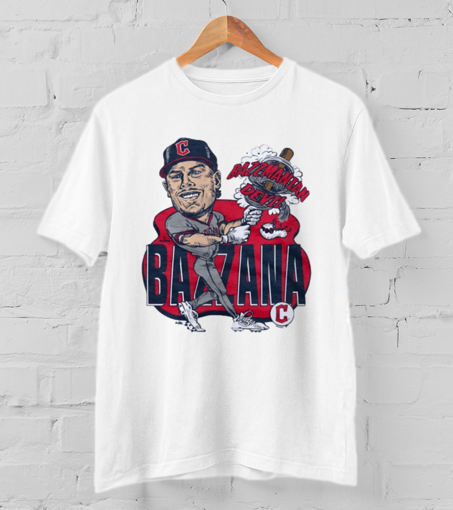 Bazzana Bazzmanian Devil Cleveland Guardians Caricature Baseball Player T-Shirt