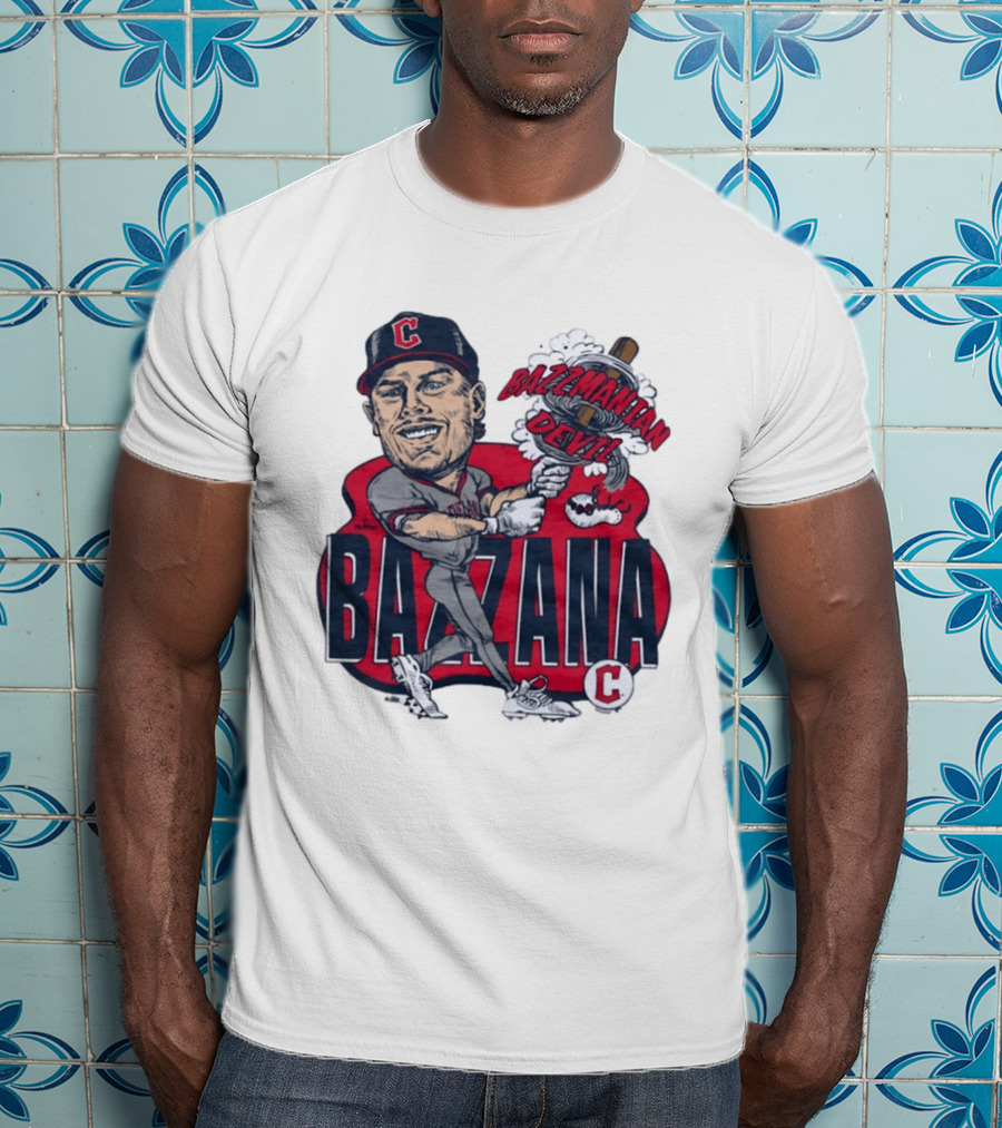 Bazzana Bazzmanian Devil Cleveland Guardians Caricature Baseball Player T-Shirt