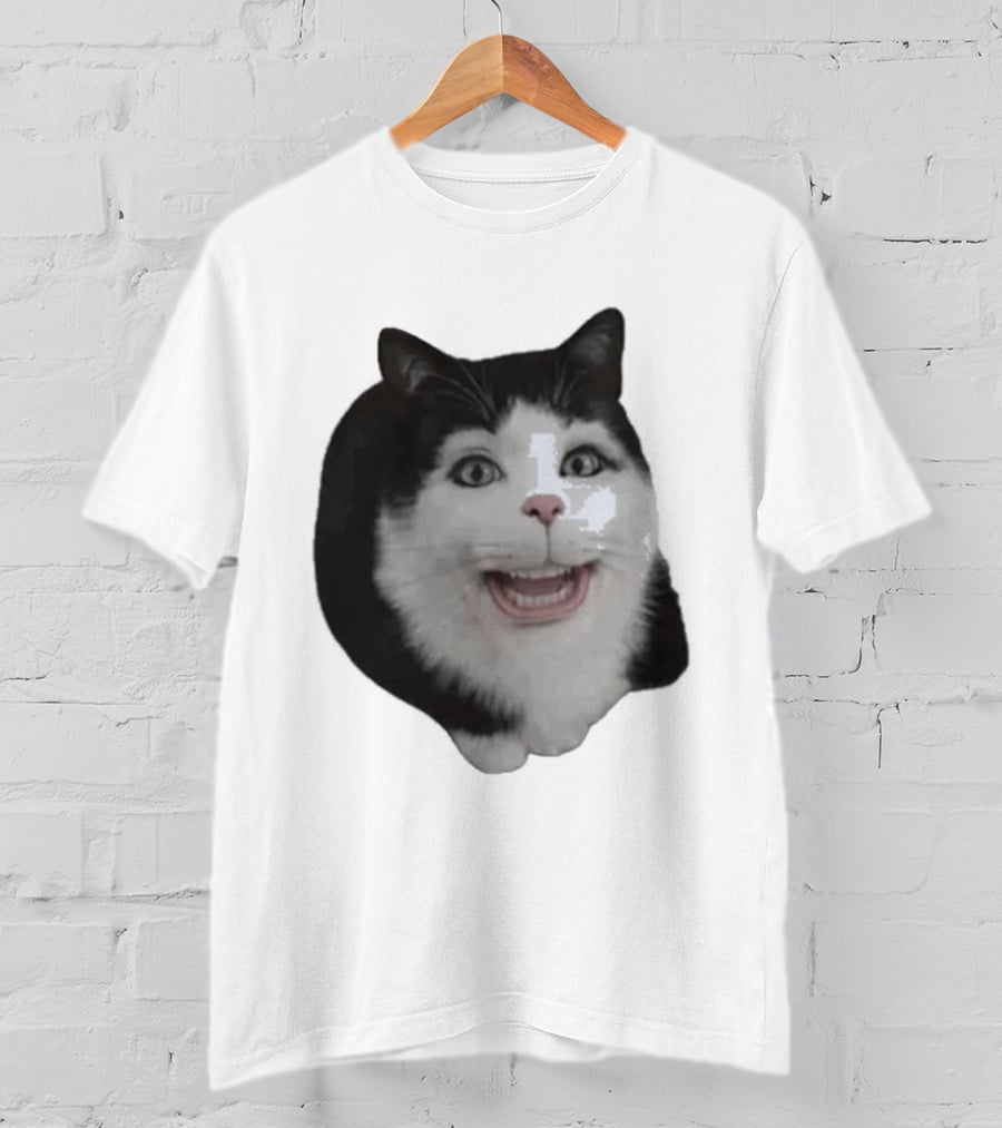 Grinning Cat With Human Teeth T-Shirt