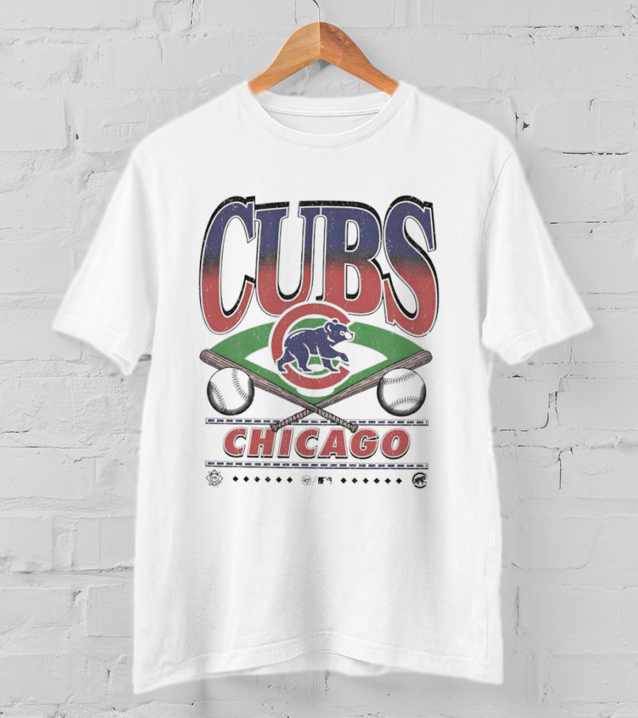 Chicago Cubs Baseball MLB Vintage Logo Crossed Bats T-Shirt