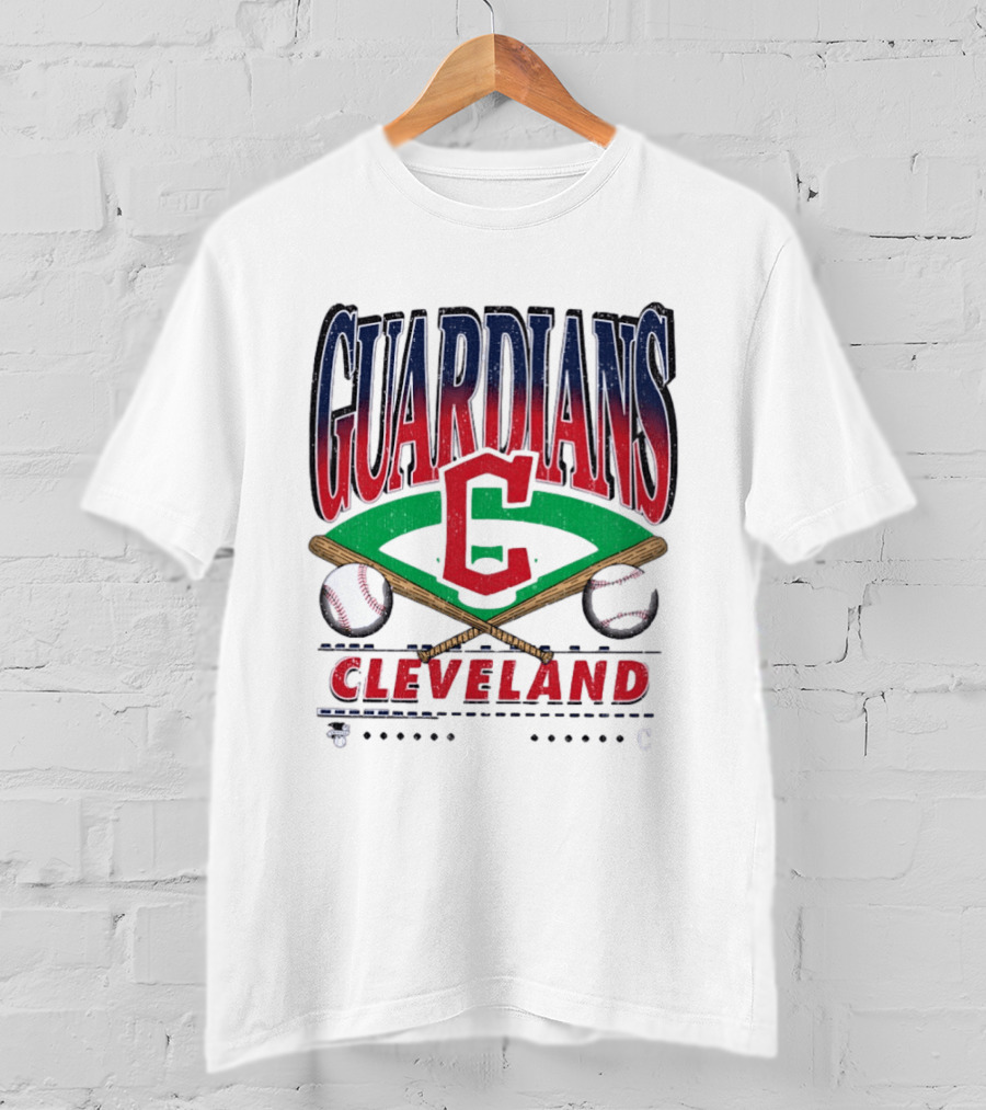 Cleveland Guardians Baseball Team Retro Style With Bats And Ball T-Shirt