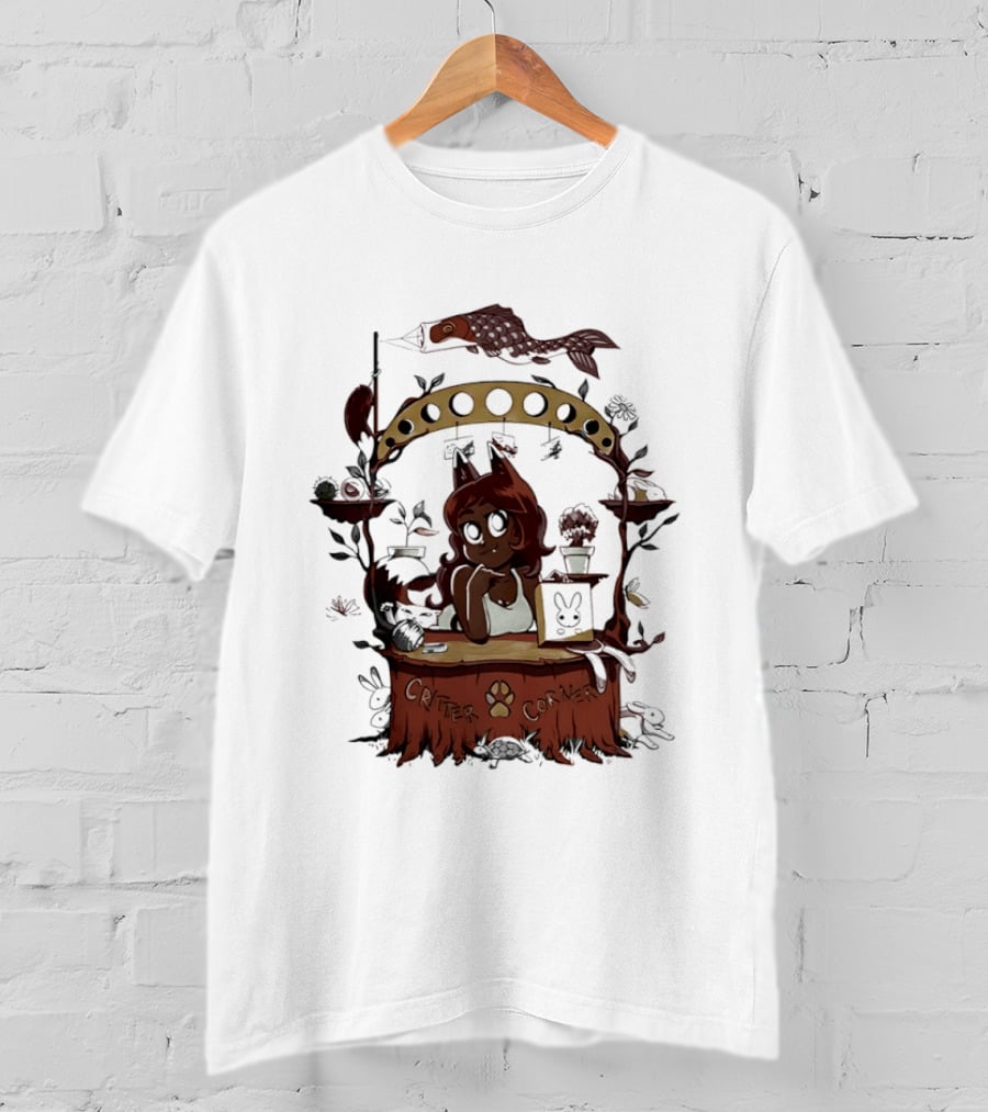 Critter Corner Fox Girl And Rabbits Anime Aesthetic T-Shirt