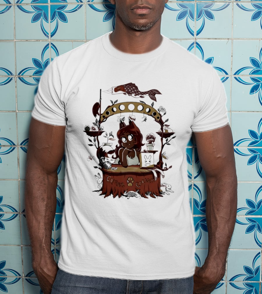 Critter Corner Fox Girl And Rabbits Anime Aesthetic T-Shirt