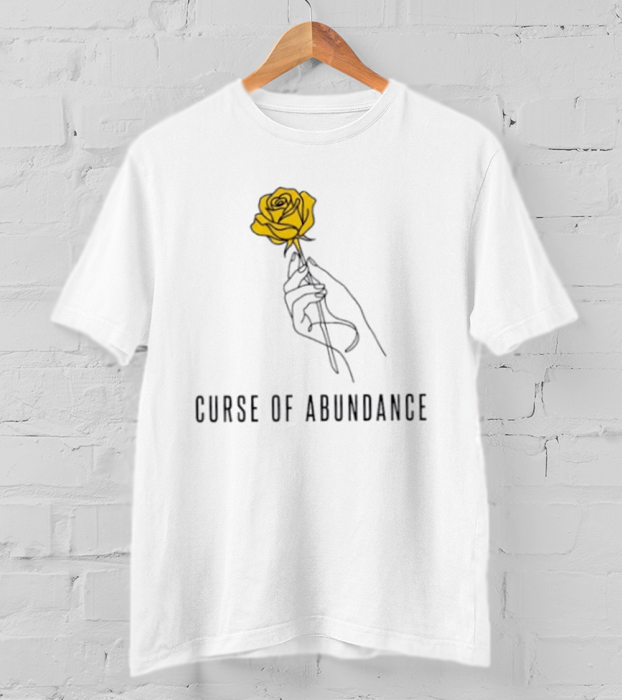 Curse Of Abundance Yellow Rose Hand Minimalist Line T-Shirt