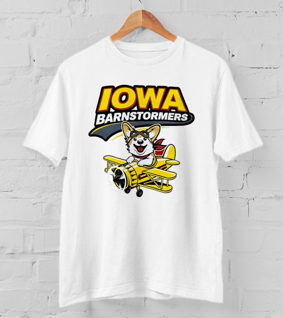 Iowa Barnstormers Corgi Pilot Airplane T-Shirt