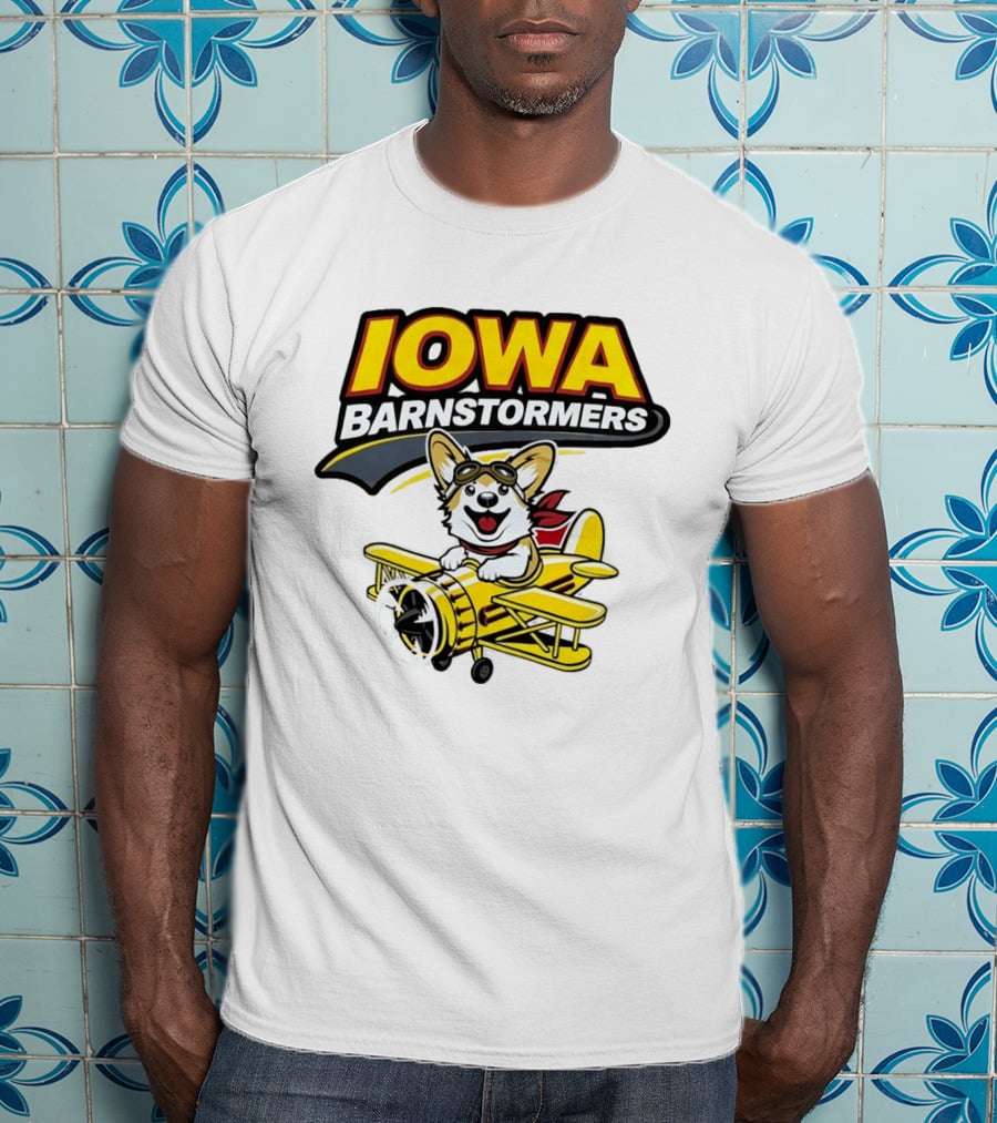 Iowa Barnstormers Corgi Pilot Airplane T-Shirt