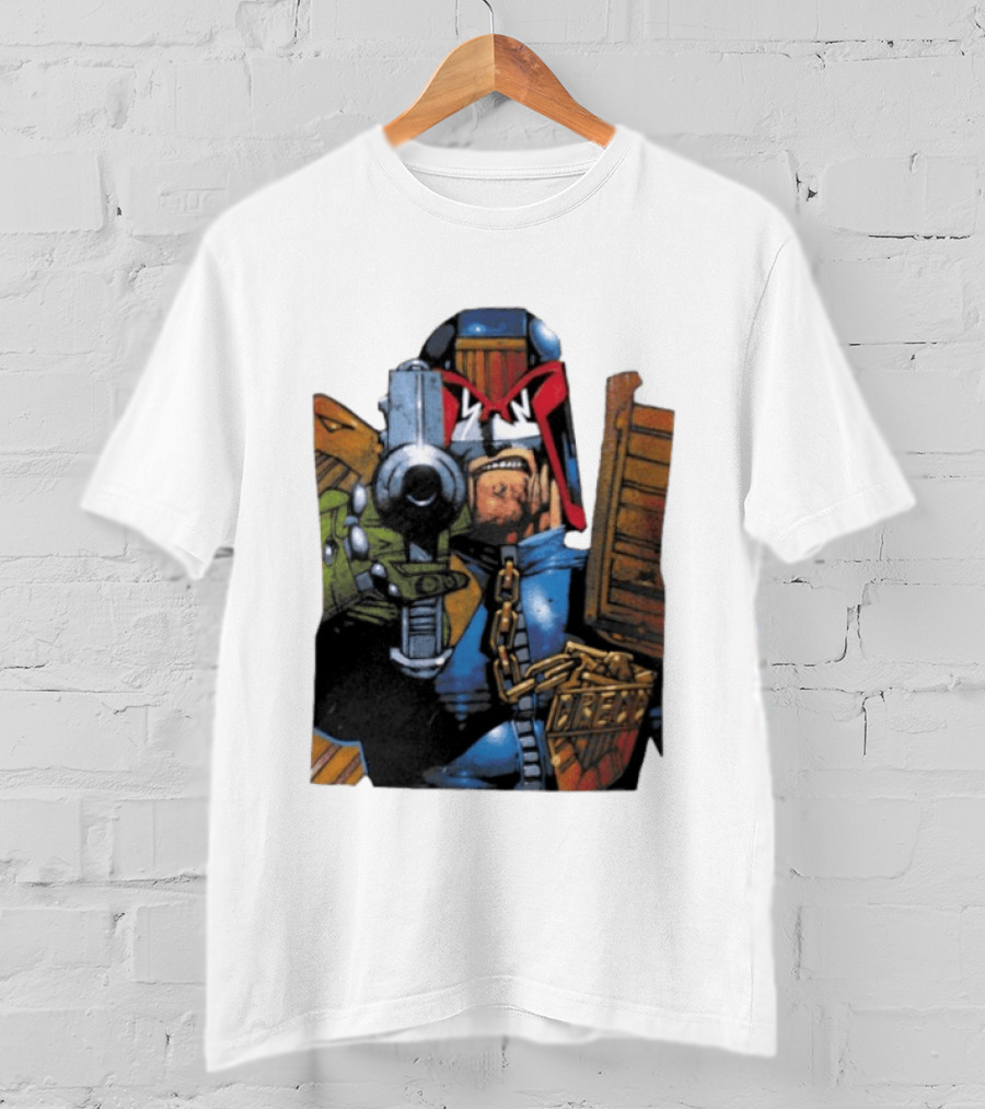 Judge Dredd 2000 AD Comic Book Character With Iconic Outfit T-Shirt