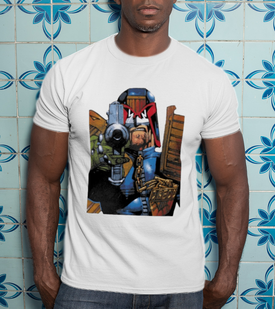 Judge Dredd 2000 AD Comic Book Character With Iconic Outfit T-Shirt
