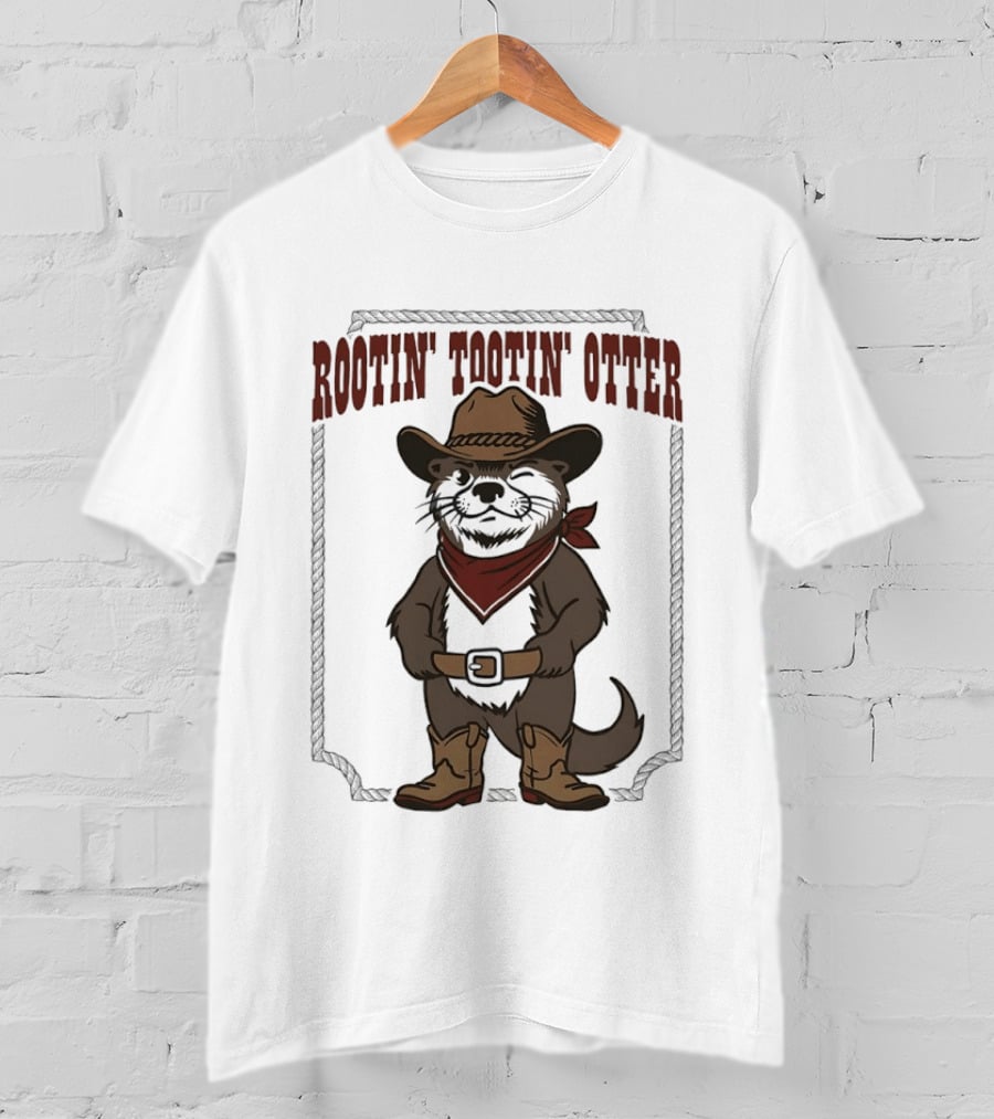 Rootin' Tootin' Otter Cowboy Western Animal Rustler T-Shirt