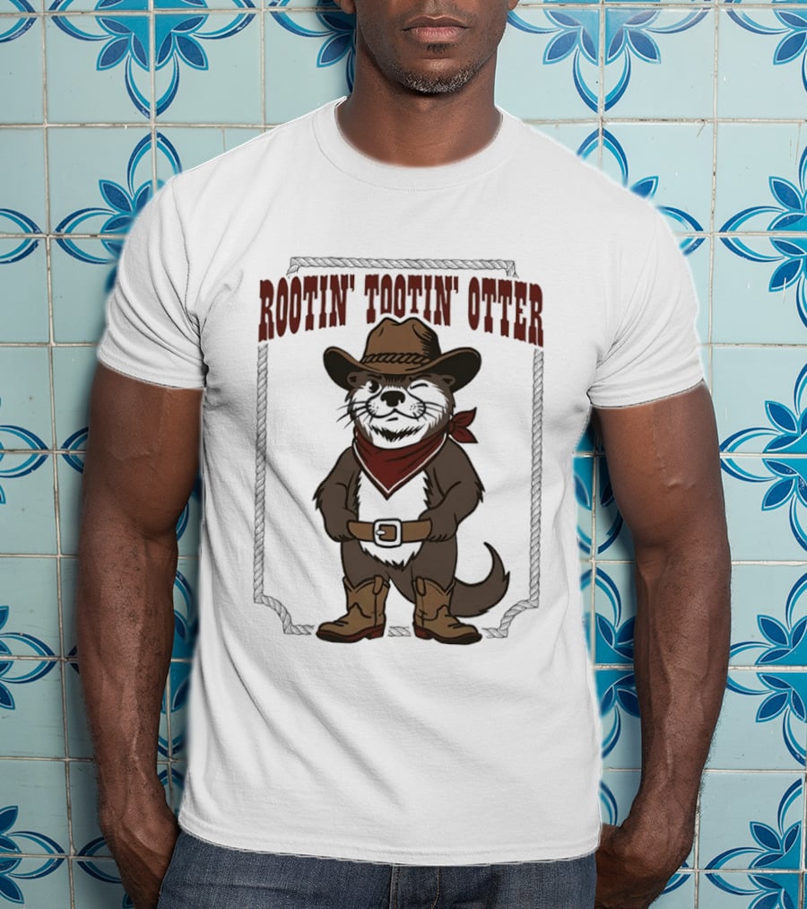 Rootin' Tootin' Otter Cowboy Western Animal Rustler T-Shirt