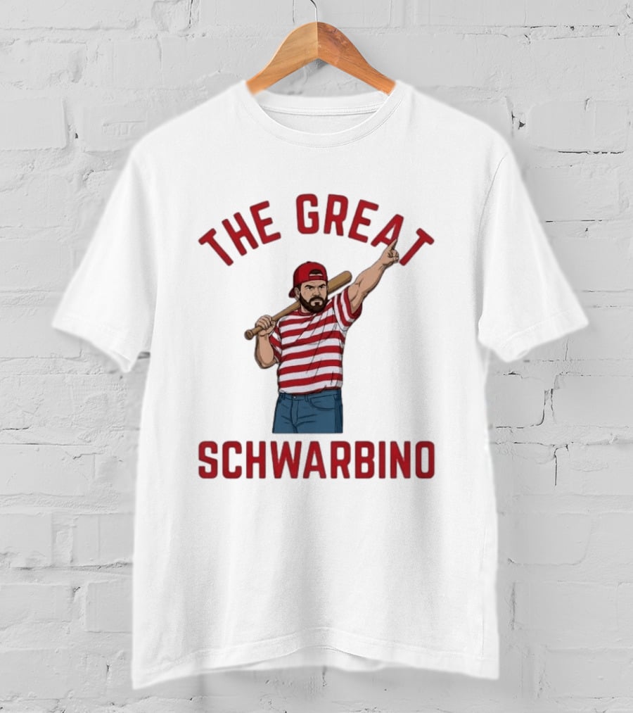 The Great Schwarbino Kyle Schwarber Baseball Tribute Red Striped T-Shirt